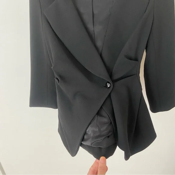 Aritzia Wilfred Selina Blazer Black Peplum Jacket in Stretch Crepe size 0 - Picture 8 of 12